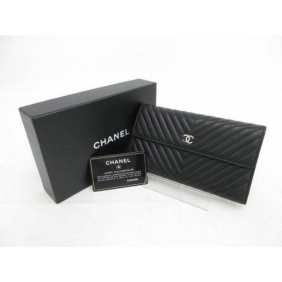 CHANEL Chevron Trifold Long Wallet Black - Picture 10 of 10